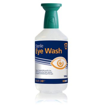 BLUE DOT EYEWASH BOTTLE 500ml C/W CAP - Clear