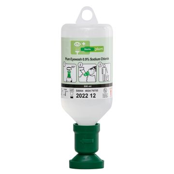 PLUM EYEWASH 500ML 0.9 PERCENT SODIUM CHLORIDE EYECUP - Green