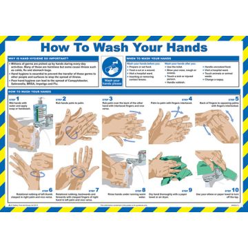 CLICK MEDICAL WASH YOUR HANDS POSTER A629 - White