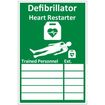 AED TRAINED PERSONNEL SIGN - Green