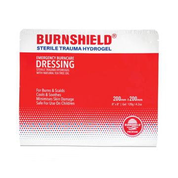 BURNSHIELD STERILE TRAUMA HYDROGEL 200 X 200MM DRESSING - White/Red