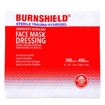 BURNSHIELD STERILE TRAUMA HYDROGEL FACE MASK PRECUT - White/Red