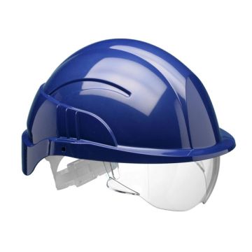 VISION PLUS SAFETY HELMET BLUE C/W INTEGRATED VISOR - Blue