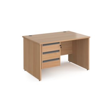 Contract 25 panel leg straight desk with 3 drawer pedestal