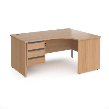 Contract 25 panel leg RH ergonomic desk with 3 drawer ped