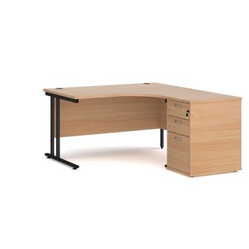 Maestro 25 right hand ergo desk with pedestal - Beech