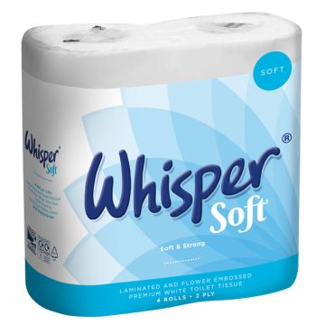 WHISPER SOFT LUXURY TOILET ROLL 2PLY - White