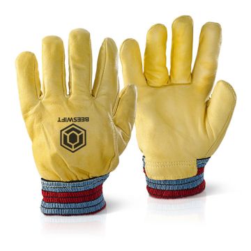 FLEECE LINED LEATHER GLOVE - Yellow