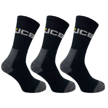 3PK WORK SOCKS WITH ADDED ELASTANE BLACK 6-11 - Black