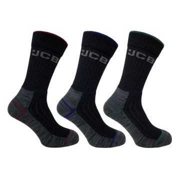3PK WORK TOUGH SOCKS BLACK MIX 6-11 - Black