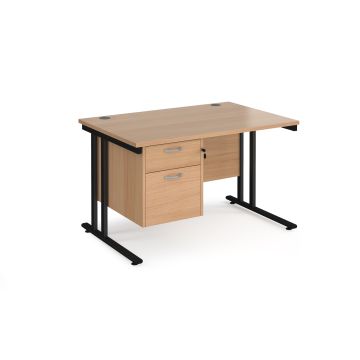 Maestro 25 cantilever 800mm deep desk with 2 drawer ped