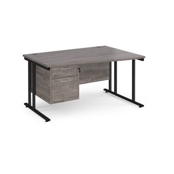 Maestro 25 cantilever right hand wave desk with 2 drawer ped