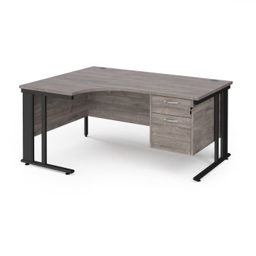 Maestro 25 cable managed left hand ergonomic desk with 2 drawer ped