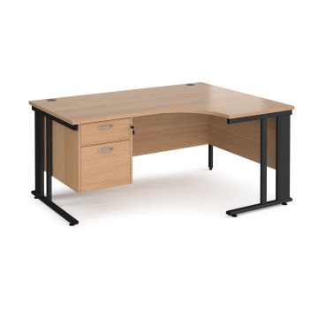 Maestro 25 cable managed right hand ergonomic desk with 2 drawer ped