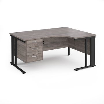 Maestro 25 cable managed right hand ergonomic desk with 3 drawer ped