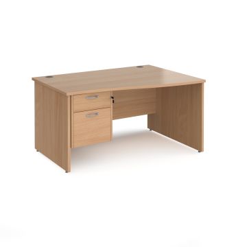 Maestro 25 panel end right hand wave desk with 2 drawer ped