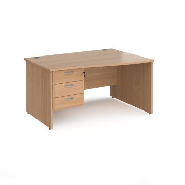 Maestro 25 panel end right hand wave desk with 3 drawer ped