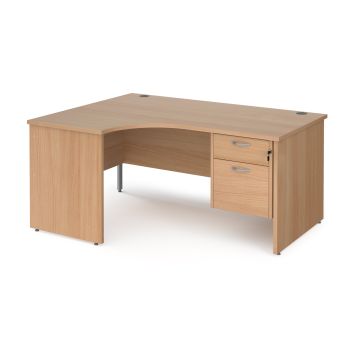 Maestro 25 panel end left hand ergonomic desk with 2 drawer ped