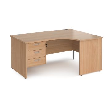 Maestro 25 panel end right hand ergonomic desk with 3 drawer ped