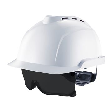 V-GARD 930 VENTED HELMET WHITE C/W INTEGRATED SPEC TINTED - White