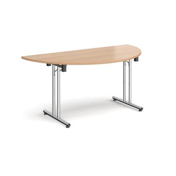 Semi circular folding leg table with straight feet
