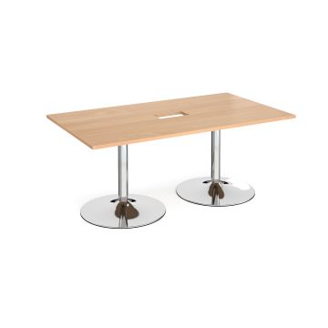 Trumpet base rectangular power ready boardroom table