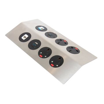 Tholus in-table power module 2 - Brushed Steel/Black