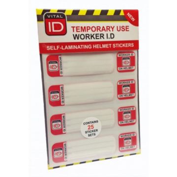 HARD HAT ID TEMP STICKERS PK25 - White