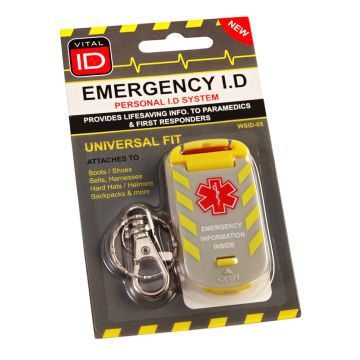 EMERGENCY ID UNIVERSAL FIT TAG WSID-05 - Yellow